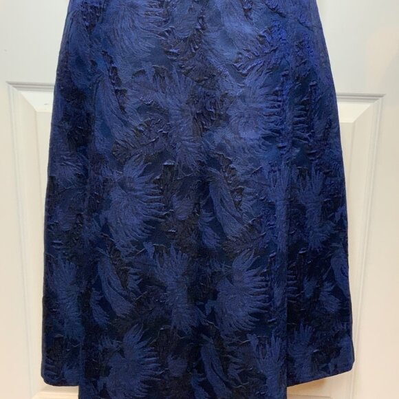Hugo Boss Dargy Dark Blue Floral Jacquard Fit & Flare Dress, Size 6 - Picture 3 of 10